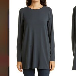 Eileen fisher, gray, long sleeve tunic blouse Lagenlook oversized